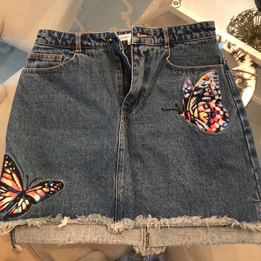 Honey Punch Brand NWOT Butterfly 🦋 Denim Skirt